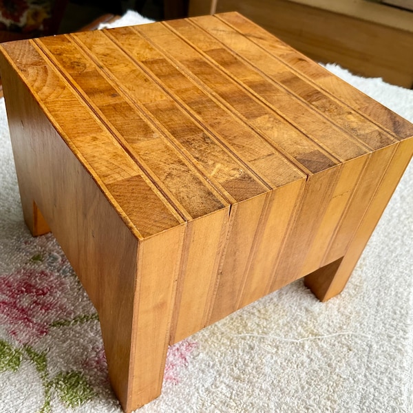 Vintage 30s 40s Mini Butcher Block Wood Handcrafted