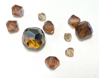 Vintage 50s Swarovski Crystal Champagne Smokey Quartz AB Bicone 4/6/8/10mm 10pcs