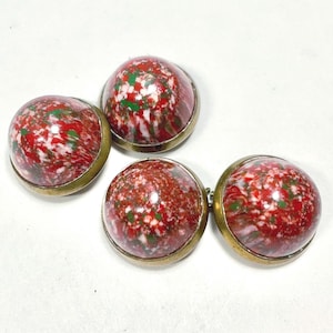 Antique 1800s 20s Glass Brass Linked Buttons 2 Sets