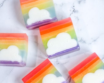 Handmade Vegan Soap | Jelly Clouds |Pride Rainbow | Bubblegum Scent | Unique, Handcrafted Birthday Present | Happy Kawaii Gift for Man/Woman