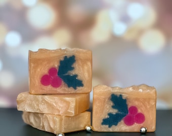 Holly Jolly Berry Christmas | Handmade Vegan Soap | Magic & Myrhh Scent | Holiday Stocker Stuffer Christmas Gift | Xmas Present