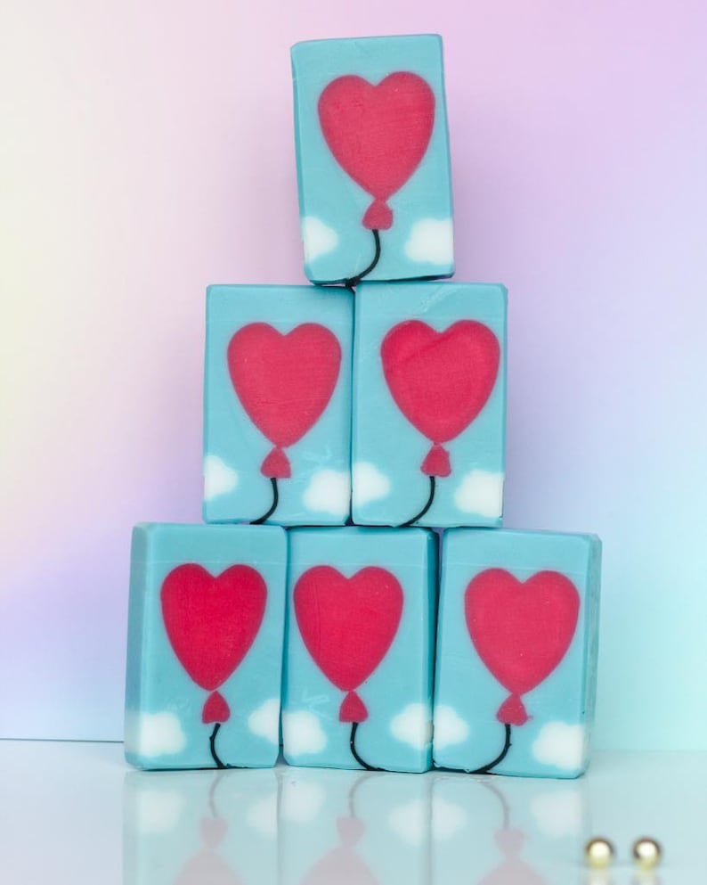 Luftballon Handmade Soap Bonsai & Citrus Ginger Scent Valentines/Galentines Present Love Heart Balloon Gift image 2