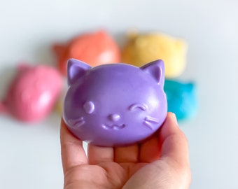 Emoji Cats (Vegan Soap | Cat Lady/Man Present | Unique, Handmade Birthday Gift | Christmas Holiday Stocking Stuffer | Blue Raspberry Scent)