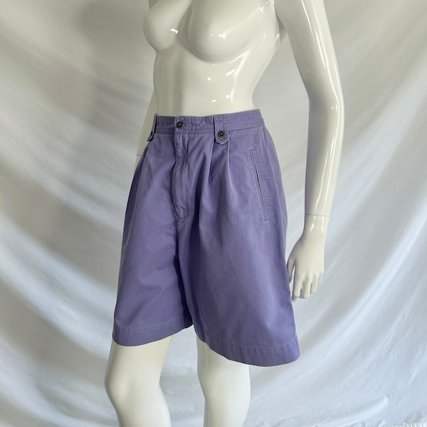 Vintage 90s Y2K Liz Claiborne Lizsport Pastel Purple Pleated High waisted Bermuda shorts 100% Cotton thick 90s Mom Jeans Size 10 Large