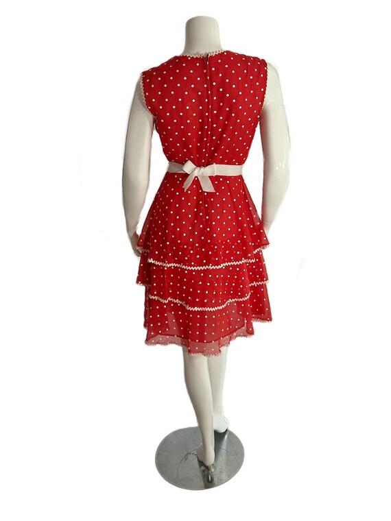 1950s Black and White Cherry Print Polka Dot Patchwork Sleeveless Vintage Dress main image 1