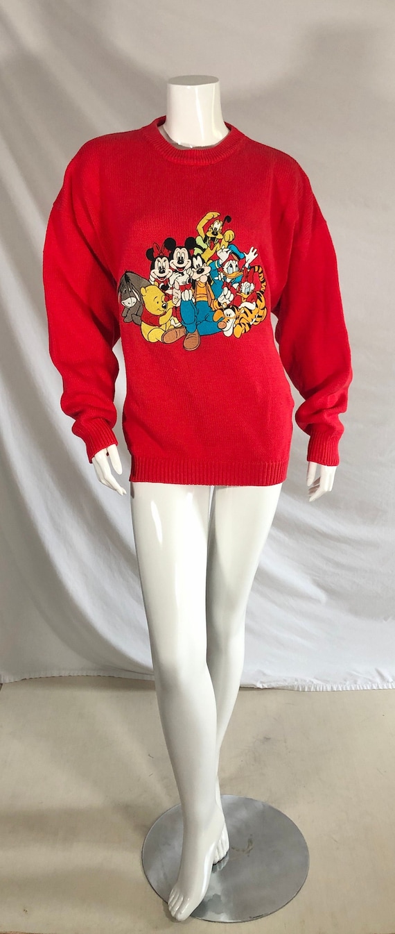 Vintage 90s Mickey Inc Disney Parks Red Knit Bulky