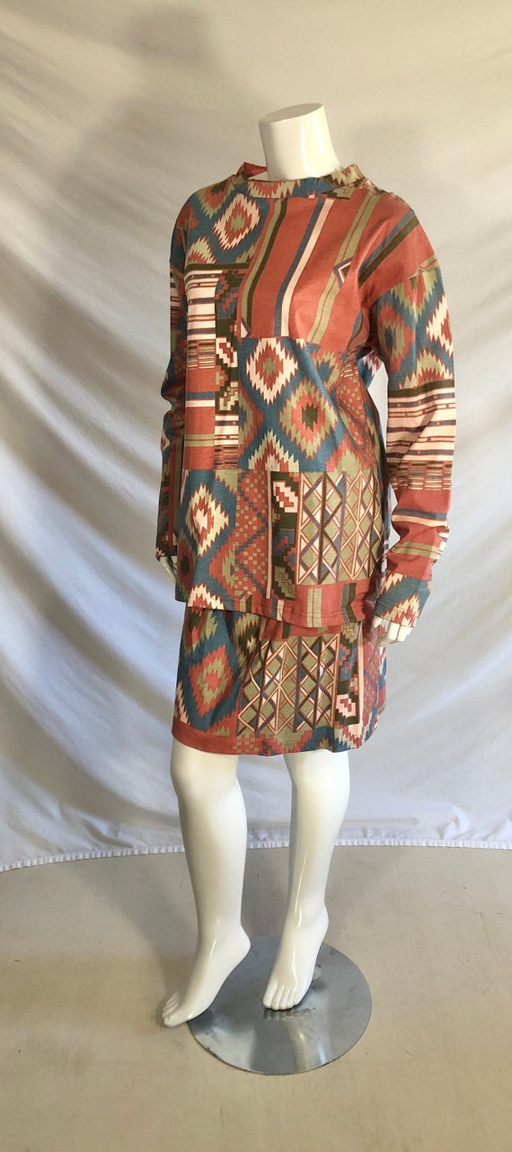 NWT Vintage 90s Chicos Design Ikat Skirt set Long… - image 1