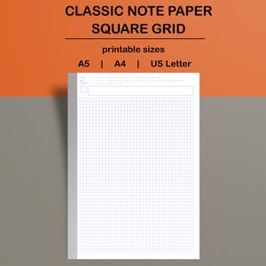 Square grid paper. Classical notes. Binder inserts.