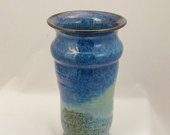 Blue Vases hand-made crafted stoneware ceramic art studio Shawnee Mountain Pottery