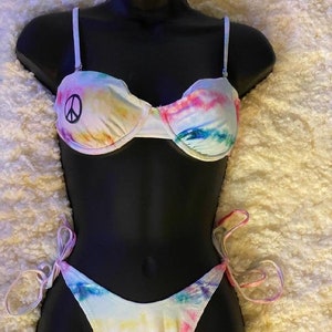 Tie Dye Groovy Peace Sign Bikini
