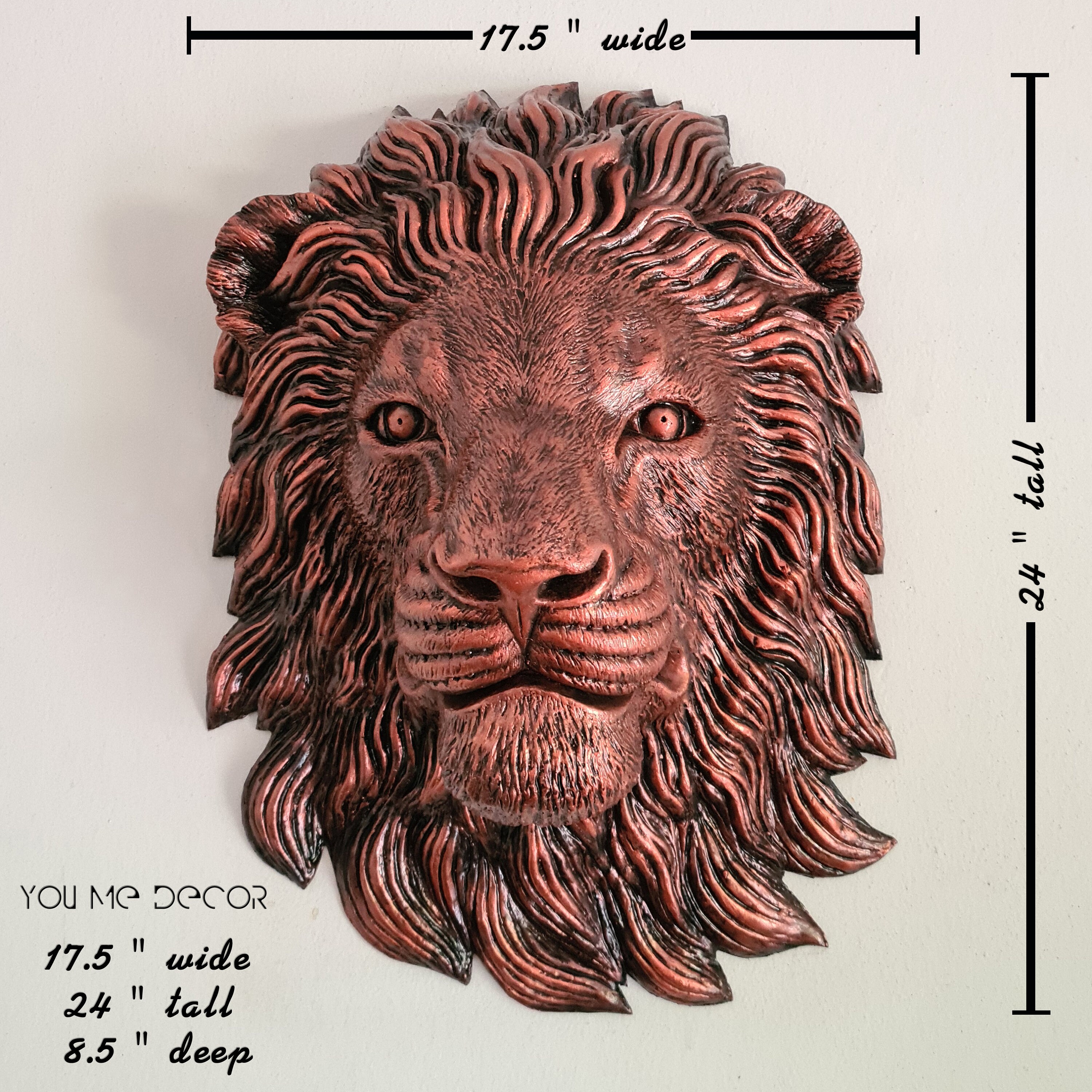 Large Lion Head Wall Decor Faux Taxidermy Copper Color Lion Etsy UK