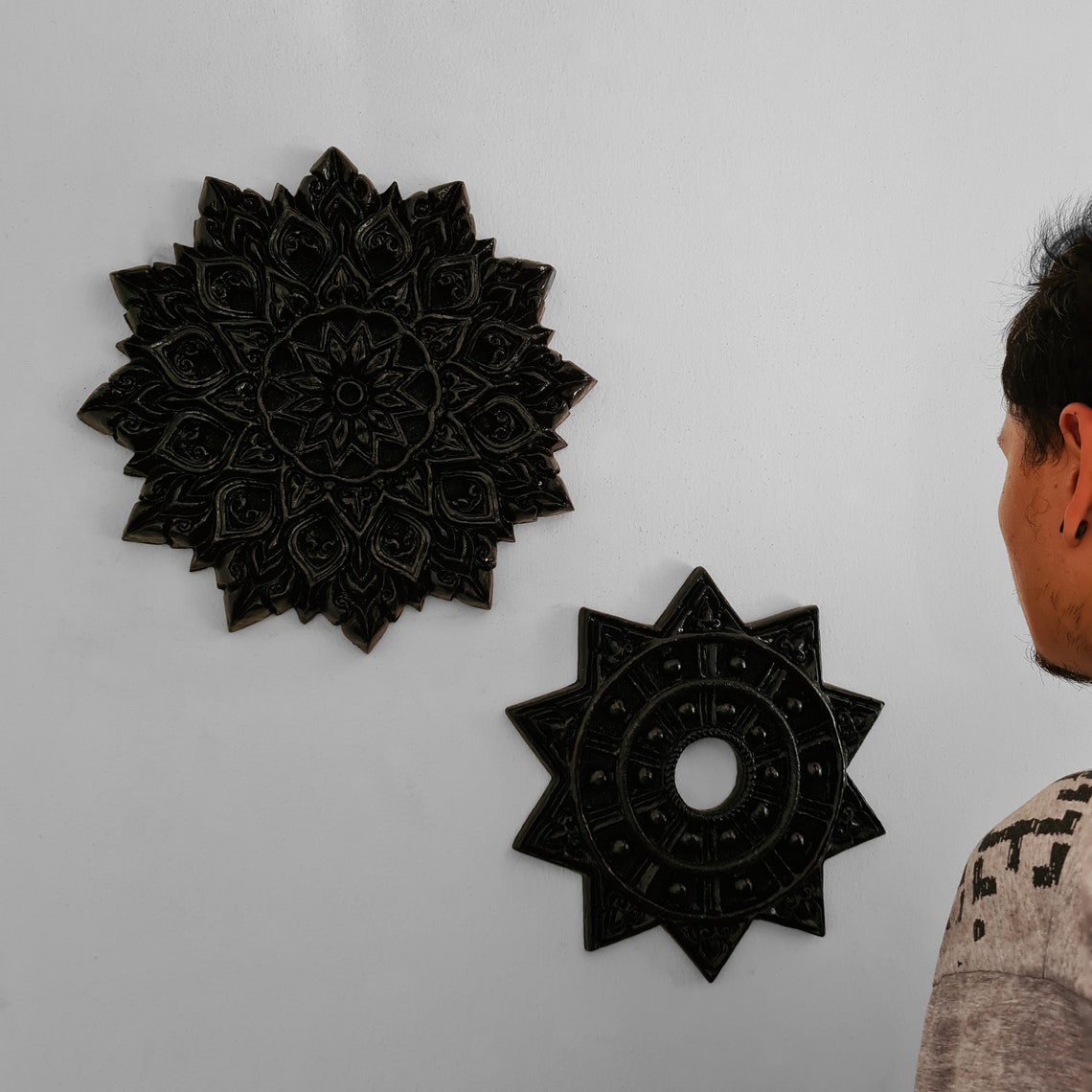 Black Flowers for Wall Decoration Flowers Wall Art Decor Etsy