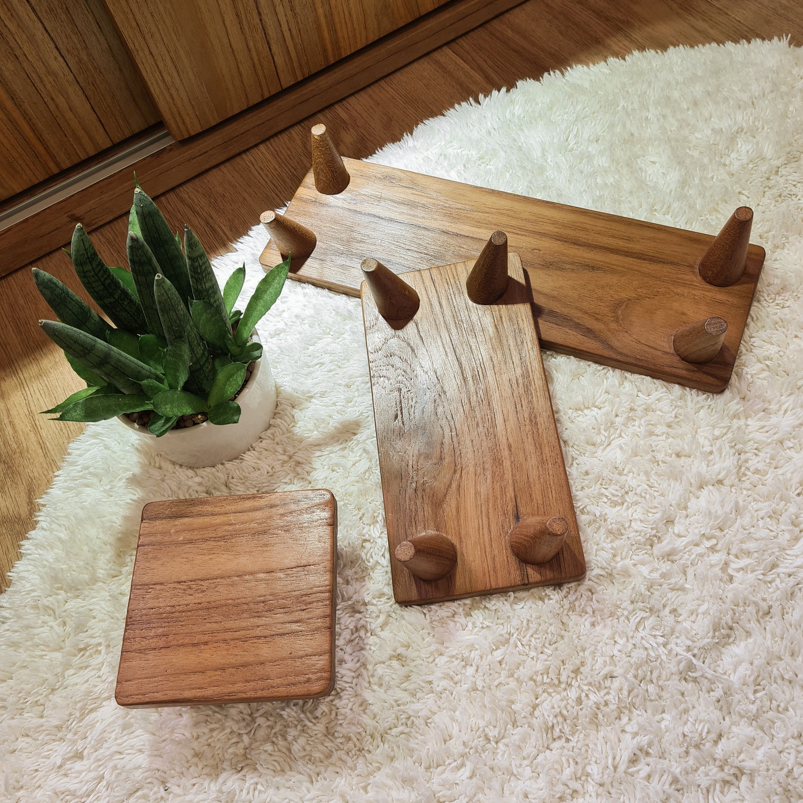 Set of 3 Wooden Table Small Wooden Table Wooden Furniture Etsy