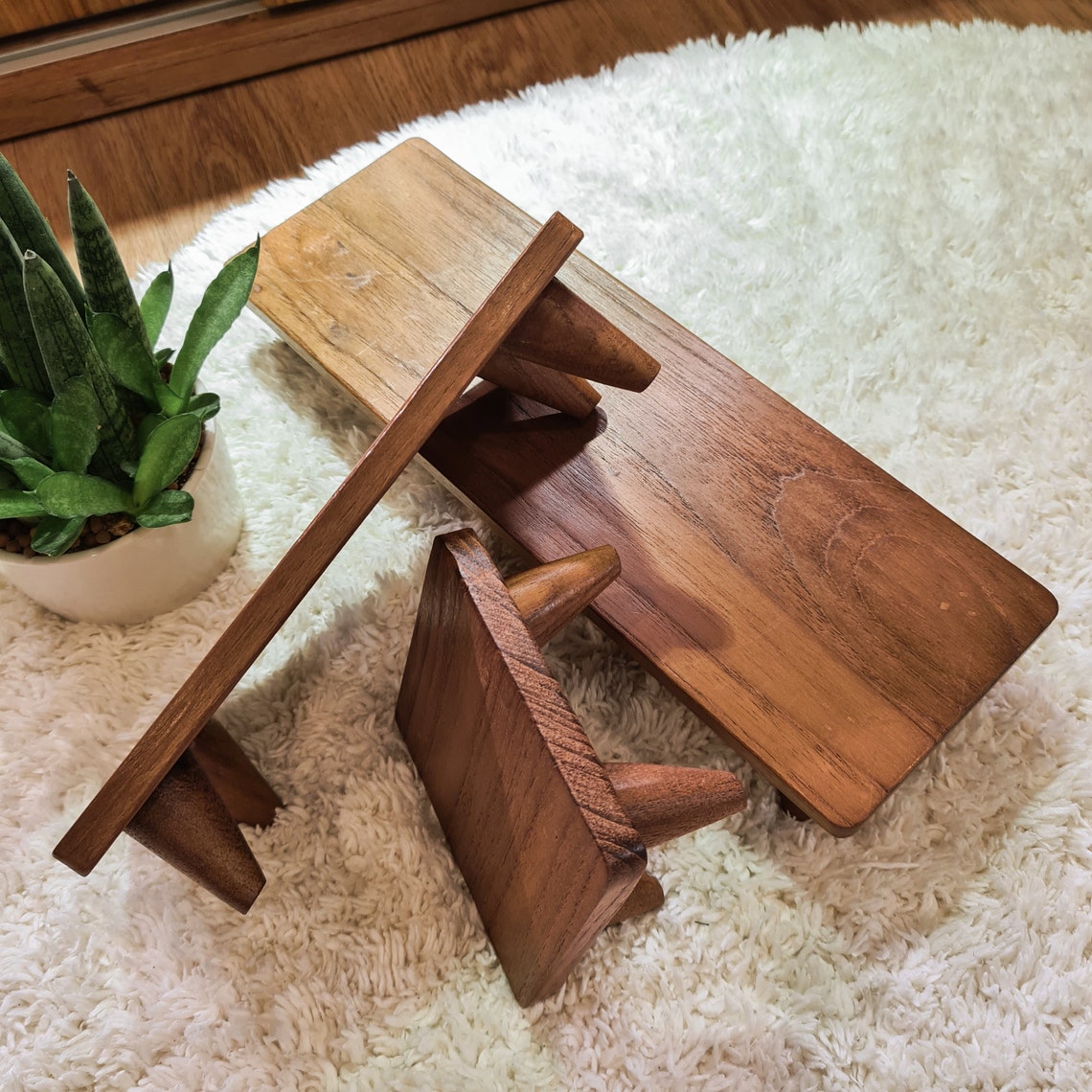 Set of 3 Wooden Table Small Wooden Table Wooden Furniture Etsy