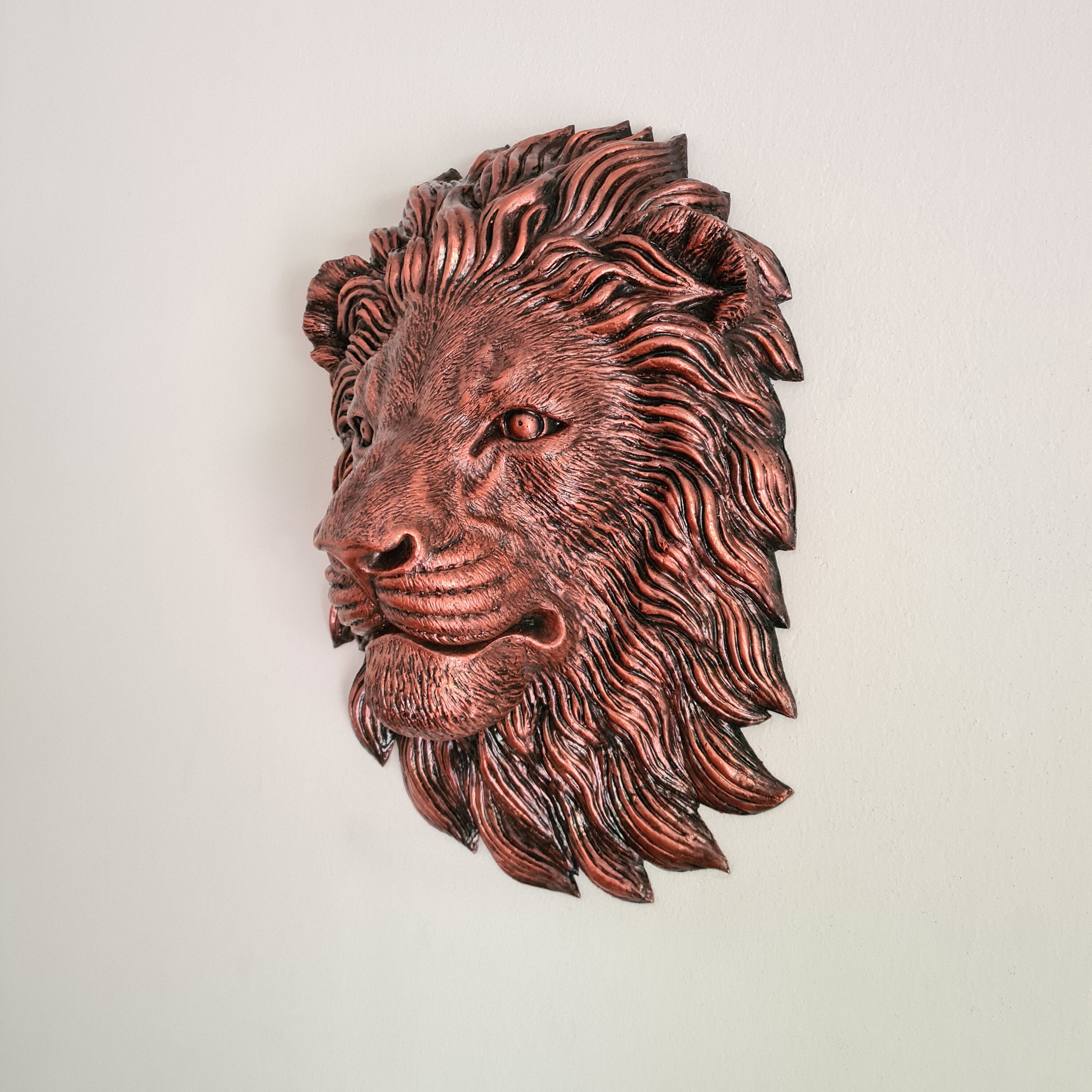 Large Lion Head Wall Decor Faux Taxidermy Copper Color Lion Etsy UK