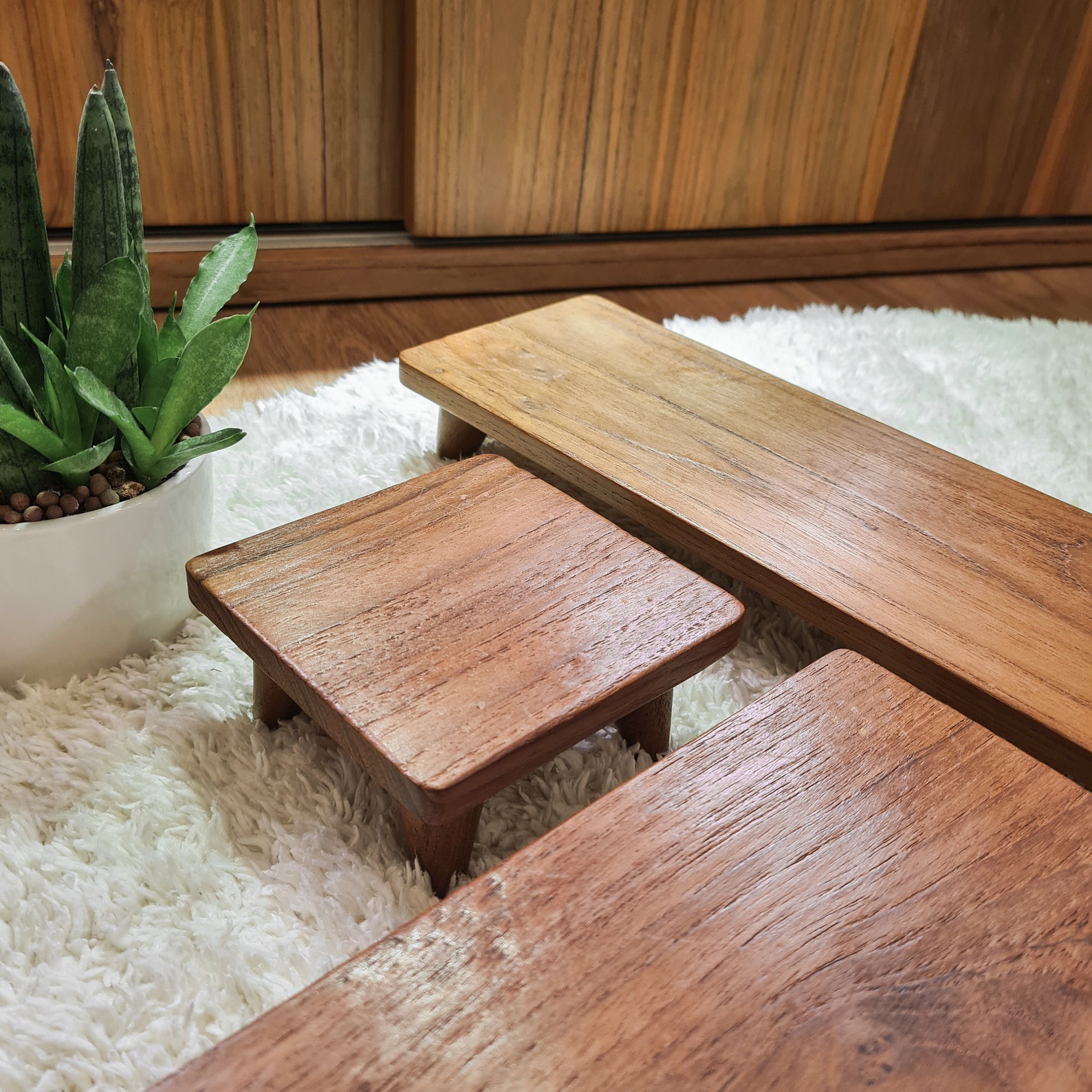 Set of 3 Wooden Table Small Wooden Table Wooden Furniture Etsy