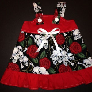 Skull & Red Roses Rockabilly Girls Dress * You Choose the Size *