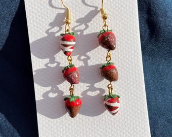 Chocolate Covered Strawberry Earrings