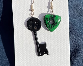 Coraline Button and Key Earrings