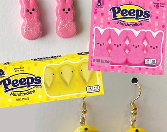 Orecchini a forma di caramelle Peeps, perfetti per la primavera e la Pasqua, con marshmallow.