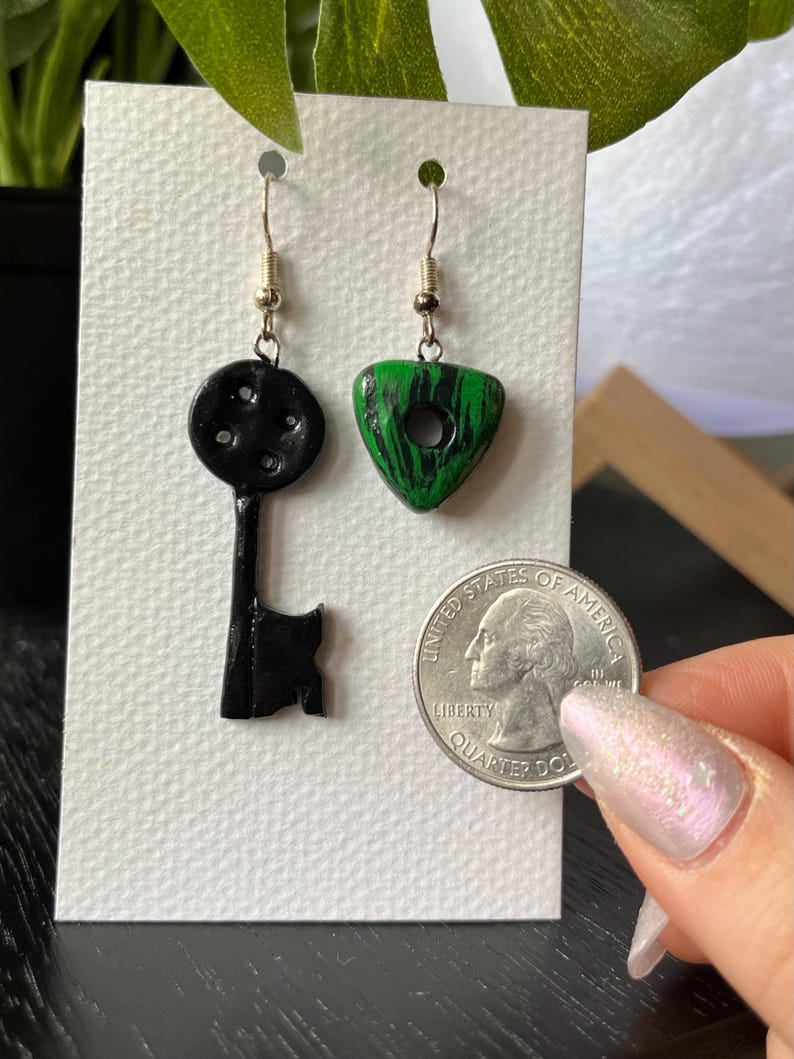 Coraline Button and Key Earrings image 3