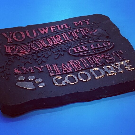 Memorial Plaque For Pet Cat Hamster Dog Slate Stone Heart Paw Large Grave Marker 20x30 cm Personalized Custom Printed Name Date