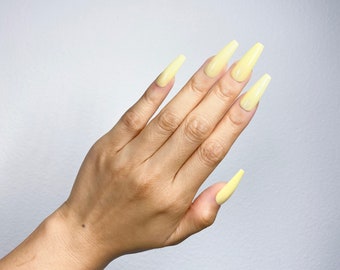 Pastel Yellow Nails Etsy
