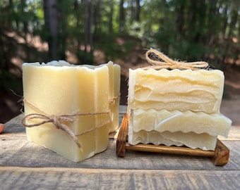 Unscented Beard & Face Creamy Soap Bars | Capuacu + Mango Butter, 3 and 6.5 ounce (stack)