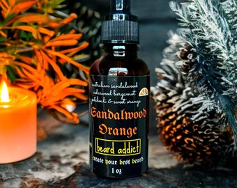 Sandalwood Orange Beard Oil, Jojoba Argan Blend, Handmade