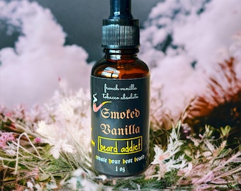 Aceite para barba de vainilla ahumada, mezcla orgánica de jojoba y argán, para el crecimiento de la barba