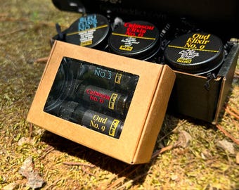 Beard Sample Trio: Cherry, Vanilla Oud, Water Scents (Oils + Balms)
