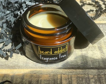 Fragrance Free Beard Balm/Butter Hybrid 1 oz & 2 oz Beard Growth Oil, Whipped Butter - Unscented, Natural