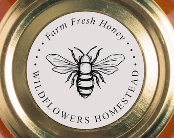Honey Rubber Stamp Label | Personalized Honey Jar Label | Bee Label Stamp | Rubber Stamp, Self Inking Stamp or Embosser | Design: STB011