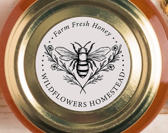 Honey Jar Stamp | Fresh Honey Label Stamp | Bee Honey Label | Rubber Stamp, Self Inking Stamp or Embosser | Design: STB010