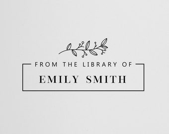 Uit de postzegelbibliotheek | Boekstempel gepersonaliseerd | Ex Libris-stempel | Rubberstempel, zelfinktende stempel of reliëfdruk | Ontwerp: STL001