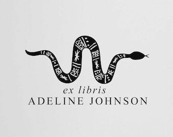 Book Stamp Personalized | Snake Ex Libris Stamp | Library Stamp | Rubber Stamp or Self Inking | Design: STL035