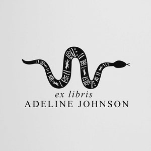Book Stamp Personalized | Snake Ex Libris Stamp | Library Stamp | Rubber Stamp or Self Inking | Design: STL035
