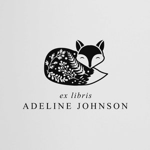 Ex Libris Stamp | Book Stamp Personalized | Fox Library Stamp | Rubber Stamp or Self Inking | Design: STL018
