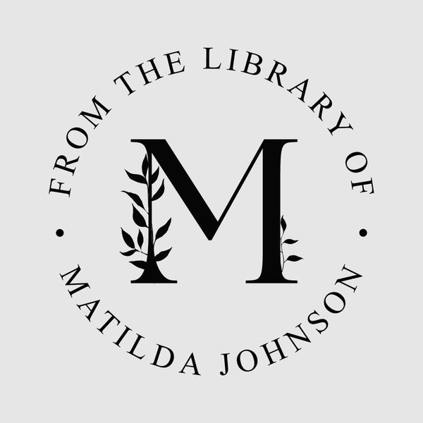 Monogram Library Stamp Personalized | Name Initial Bookplate Stamp | Rubber Stamp, Self Inking Stamp or Embosser | Design: STL055