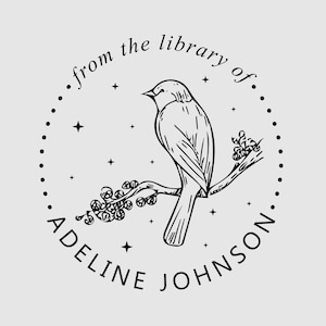 Bird Book Stamp Personalized | Bird Book Embosser | Rubber Stamp, Self Inking Stamp or Embosser | Design: STL051