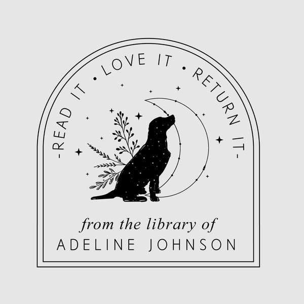 Dog Library Stamp Personalized | Book Stamp | Read it Love it Return it | Rubber Stamp or Self Inking | Design: STL056