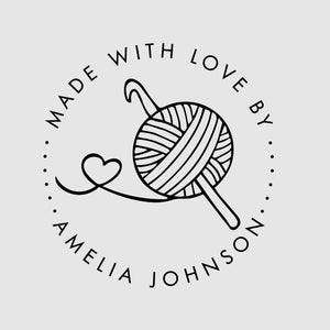 Made With Love Floral Heart Wreath Personalized Rubber Stamp