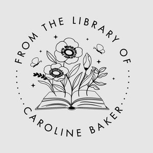 Book Stamp Personalized | Floral Library Stamp | From the Library of Stamp | Rubber Stamp, Self Inking Stamp or Embosser | SKU: STL059