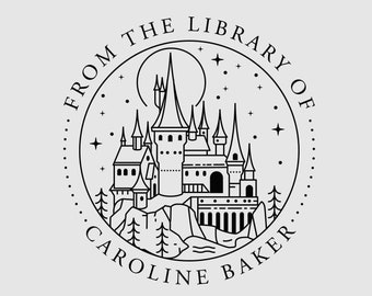 Castle Book Stamp Personalized | Magic Book Plate | Library Stamp | Rubber Stamp or Self Inking Stamp | Design: STL063