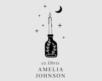 Book Stamp Personalized | Candle Ex Libris Stamp | Library Stamp Personalized | Rubber Stamp or Self Inking | Design: STL027