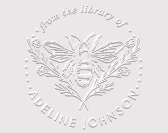 Bee Book Embosser Personalized | From the Library of | Rubber Stamp, Self Inking Stamp or Embosser | SKU: STL003