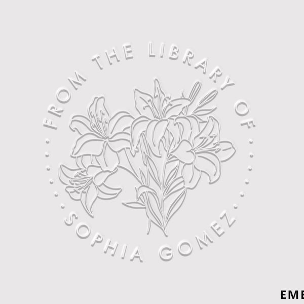 Birth Month Flower Book Embosser | Birthday Flower From the Library of Embosser | Rubber Stamp, Self Inking Stamp or Embosser | SKU: STL089