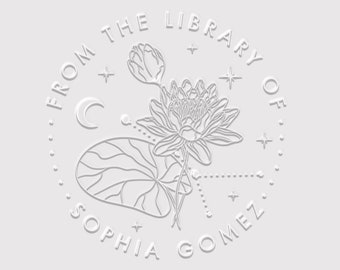 Birth Month Flower Book Embosser | Zodiac From the Library of Embosser | Rubber Stamp, Self Inking Stamp or Embosser | SKU: STL090