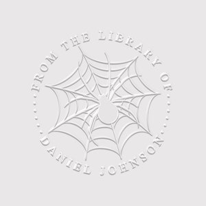Spider Book Embosser Personalized | Horror Book Stamp | Halloween Stamp | Rubber Stamp, Self Inking Stamp or Embosser | Design: STL111