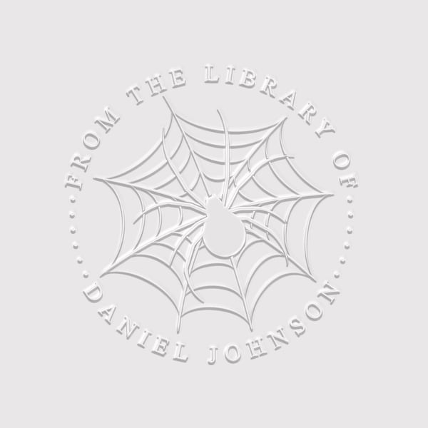 Spider Book Embosser Personalized | Horror Book Stamp | Halloween Stamp | Rubber Stamp, Self Inking Stamp or Embosser | Design: STL111